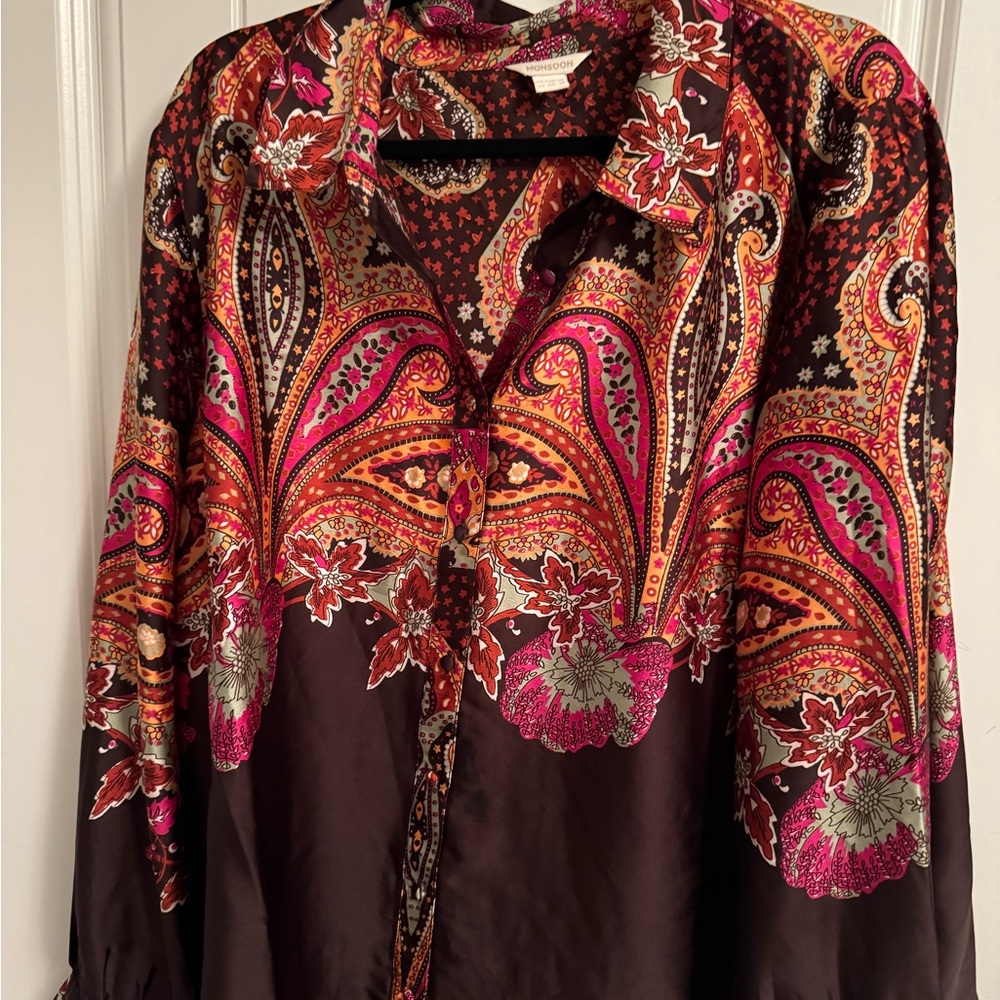 Brown and paisley print blouse by Monsoon in the UK size 18